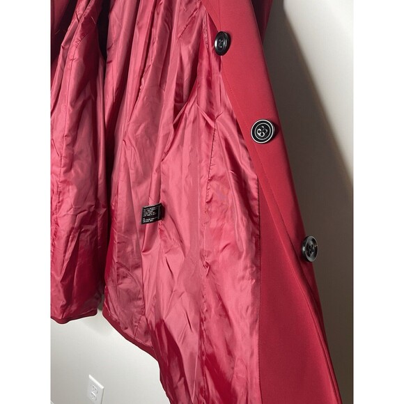 LONDON FOG Women's Long Red Water Resistant Trench Coat 1XL Button Up - Picture 4 of 11